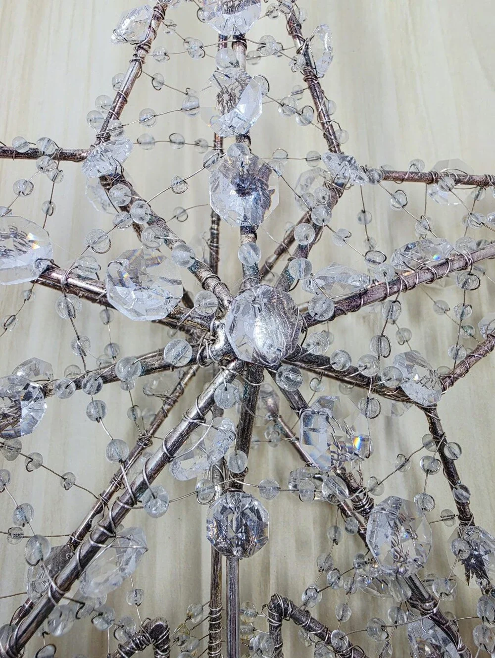 Pottery Barn Silver Crystal Chandelier Star Tree Ornament Topper Holiday